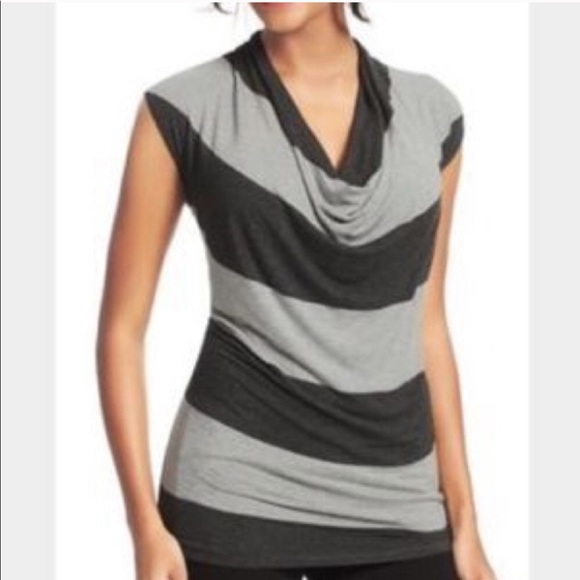 CAbi Gray Striped Cowl Neck Sleeveless Soft Tank - Picture 1 of 9